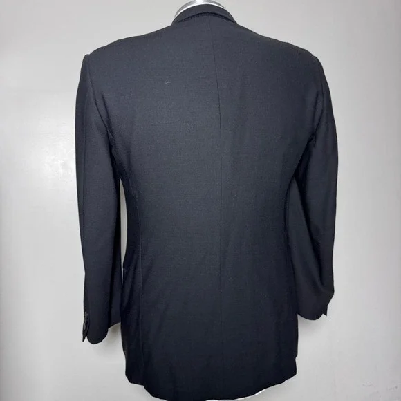 Giorgio Armani Tuxedo Suit Mens 44R 36x31 Black Solid Wool 3-Button Vintage - Picture 3 of 6